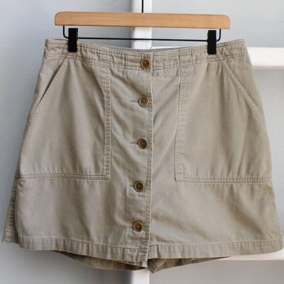 Jones New York Pants - Jones New York Green Khaki Cotton Button-Front High-Rise Skort Shorts Size 10